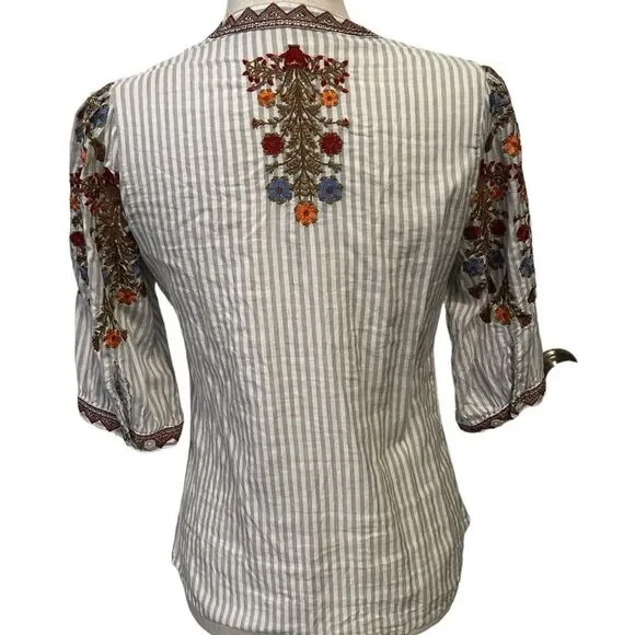 Sundance Red and Brown Embellished Blouse - Picture 3 of 9